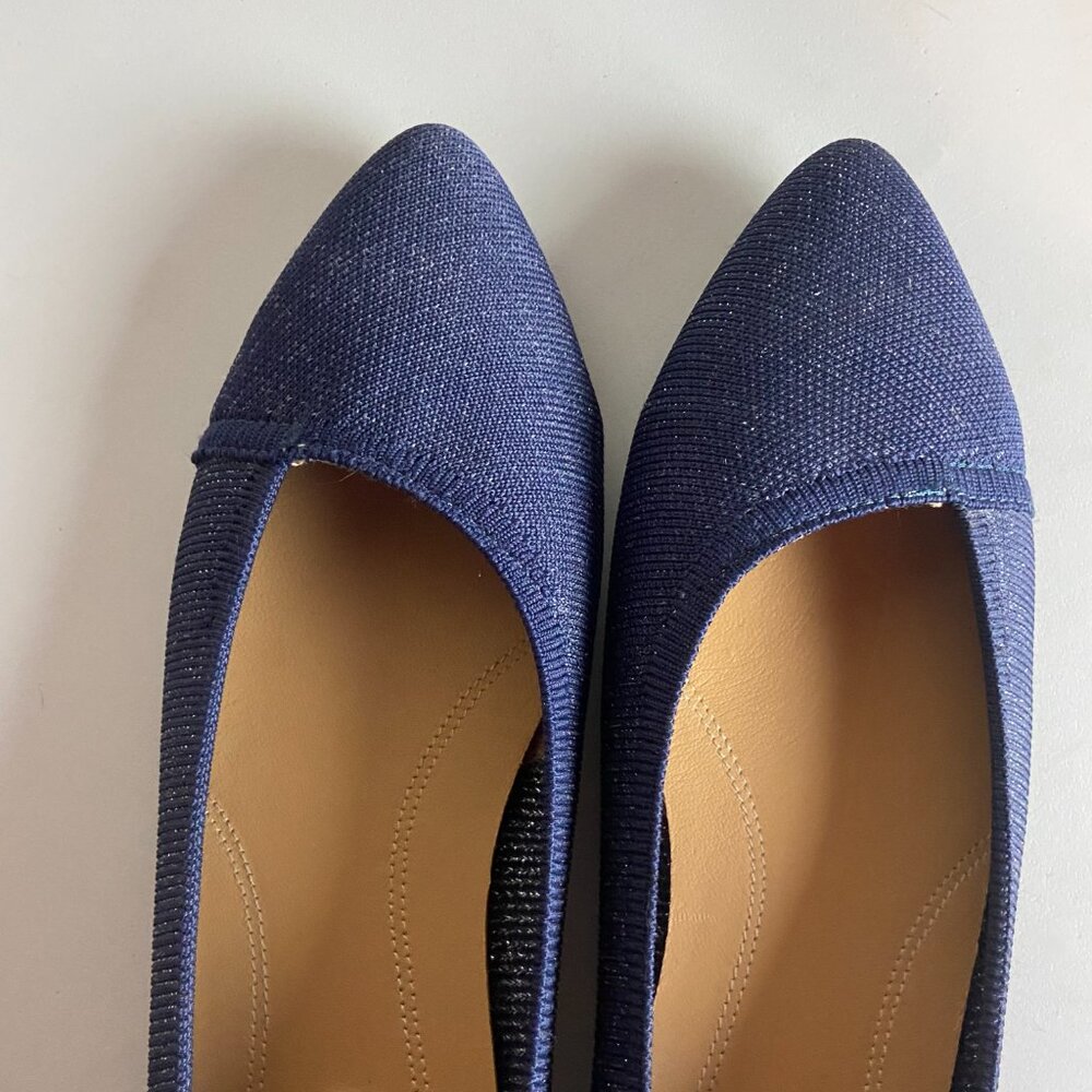 Hush Puppies Bounce Shoes Size 8.5 Sadie Knit Ballet Flat Navy Blue Metallic - Picture 5 of 9